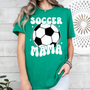 Retro Soccer Mama Mom Shirt Stylish Crew Neck Tee