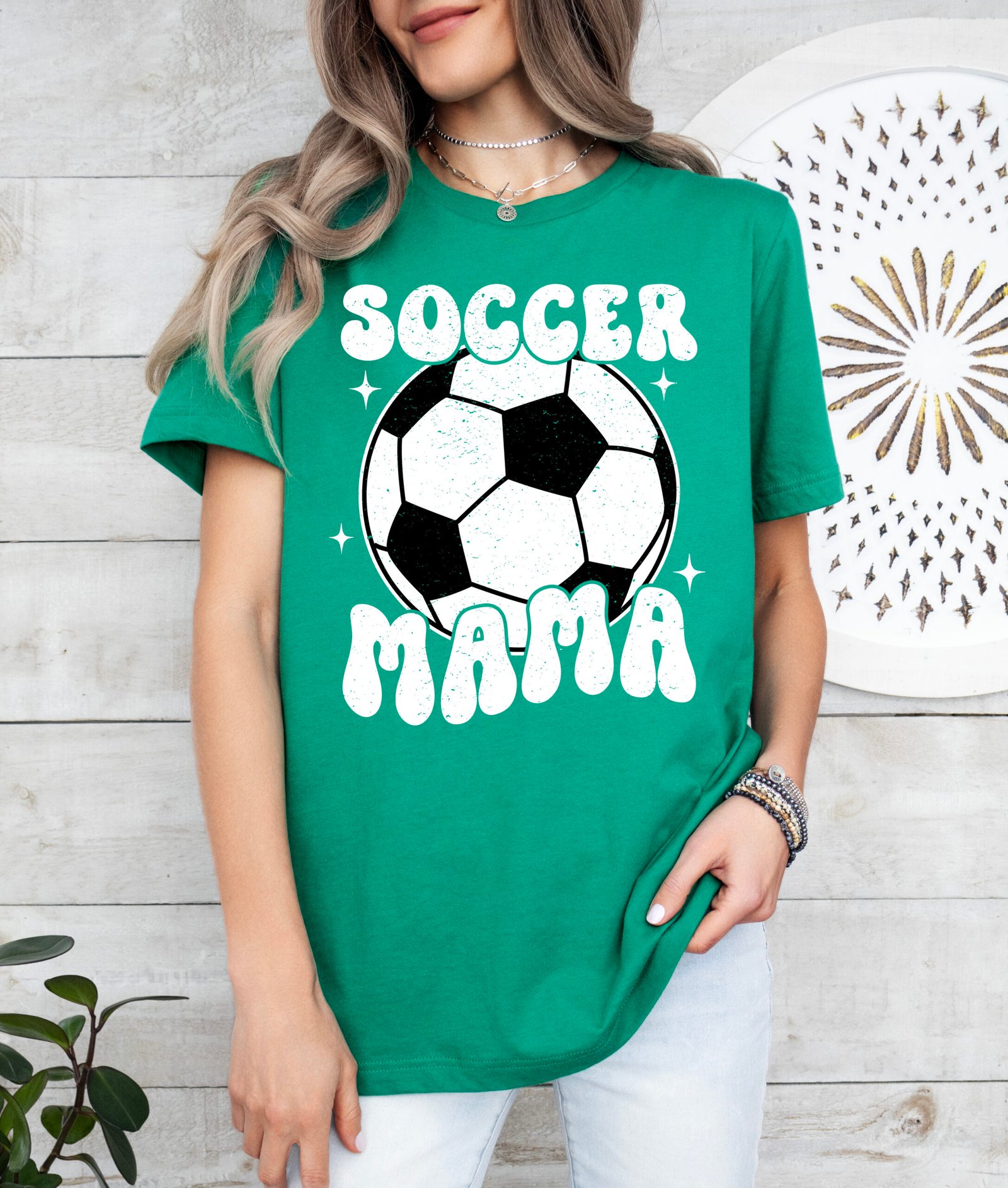 Retro Soccer Mama Mom Shirt Stylish Crew Neck Tee - Image 1