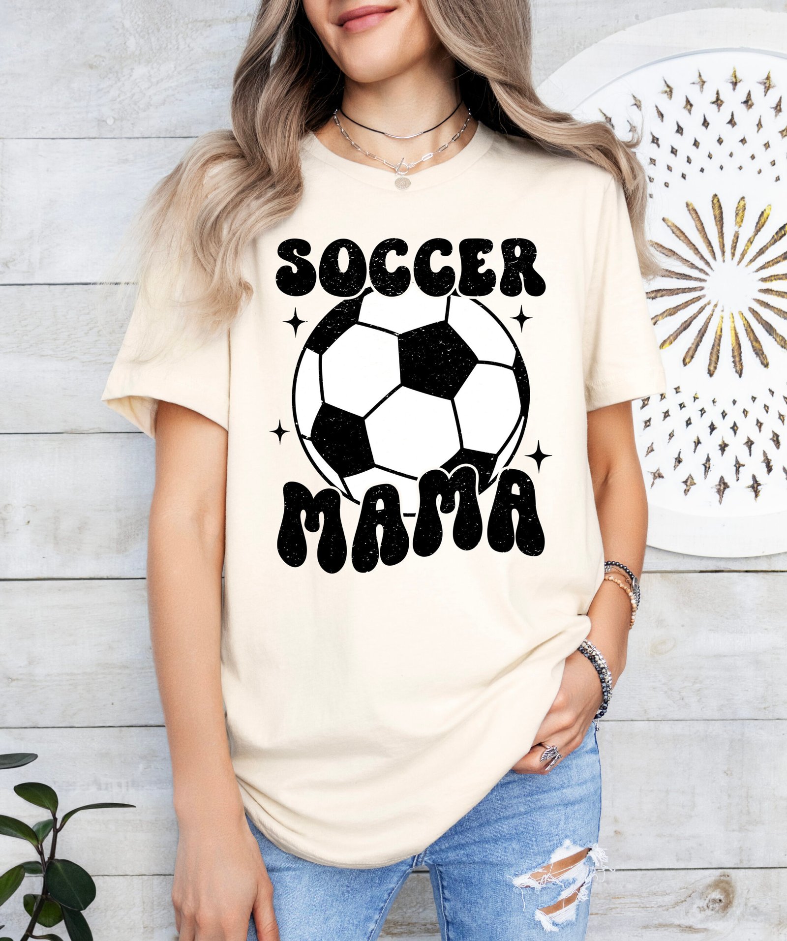 Retro Soccer Mama Mom Shirt Stylish Crew Neck Tee - Image 6