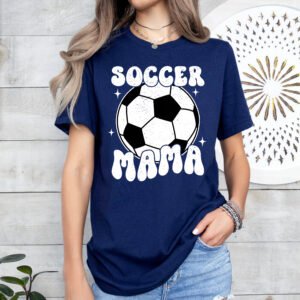 Retro Soccer Mama Mom Shirt Stylish Crew Neck Tee - Image 5