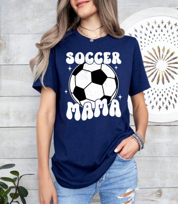 Retro Soccer Mama Mom Shirt Stylish Crew Neck Tee