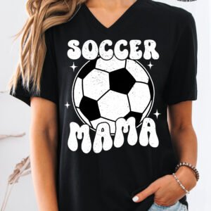 Retro Soccer Mama Mom Shirt V-Neck