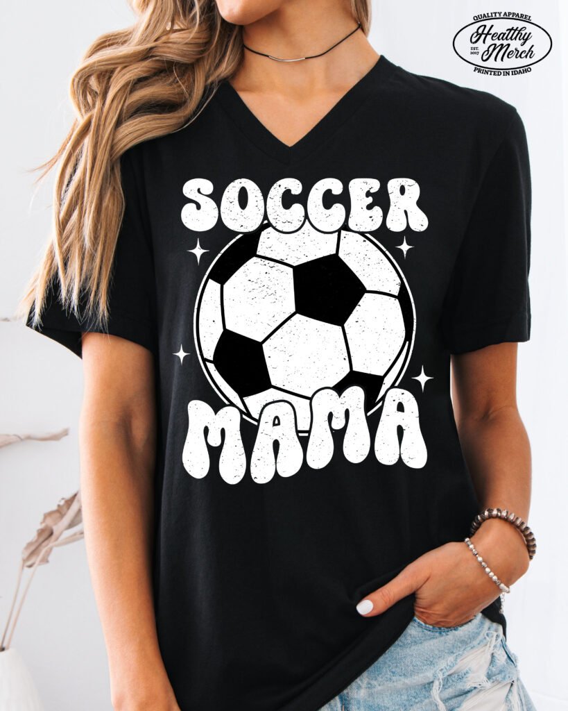Retro Soccer Mama Mom Shirt V-Neck