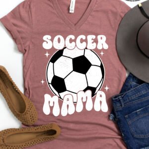Retro Soccer Mama Mom Shirt V-Neck - Image 6