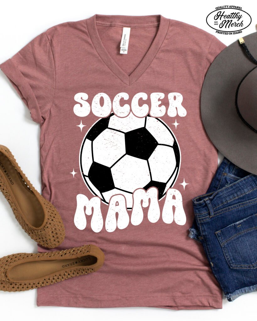 Retro Soccer Mama Mom Shirt V-Neck