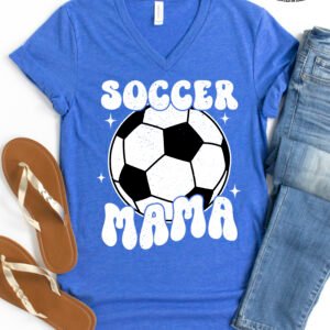 Retro Soccer Mama Mom Shirt V-Neck - Image 5