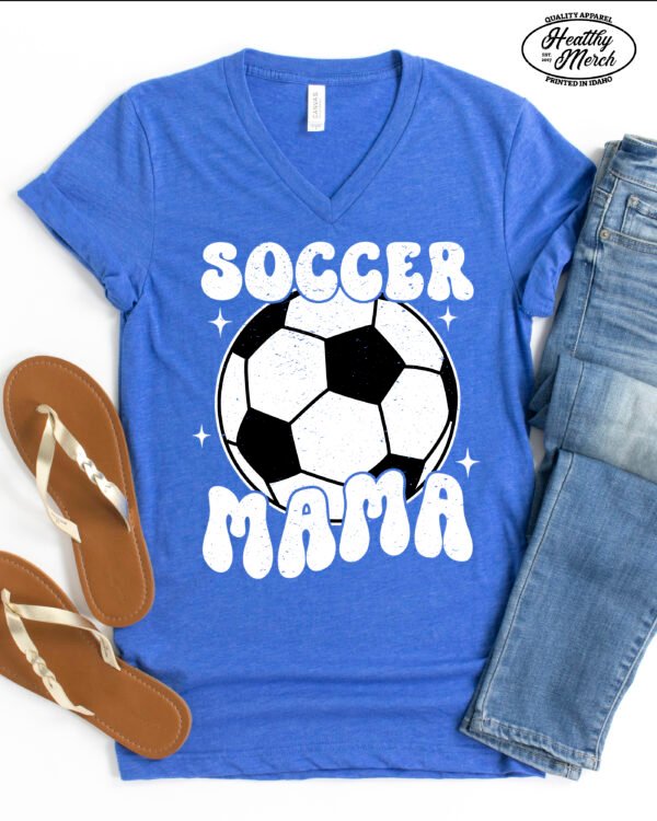 Retro Soccer Mama Mom Shirt V-Neck
