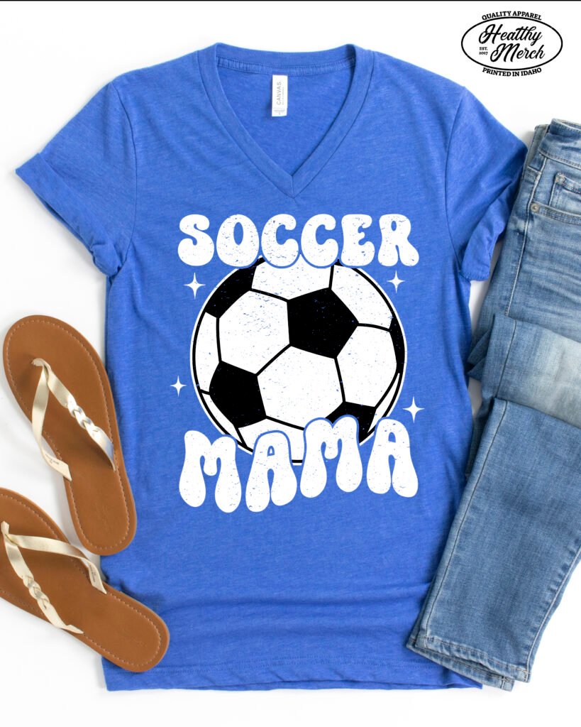 Retro Soccer Mama Mom Shirt V-Neck