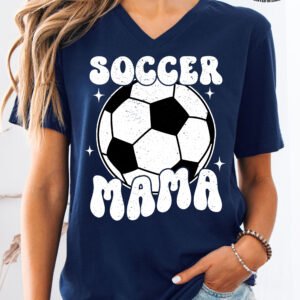 Retro Soccer Mama Mom Shirt V-Neck - Image 4