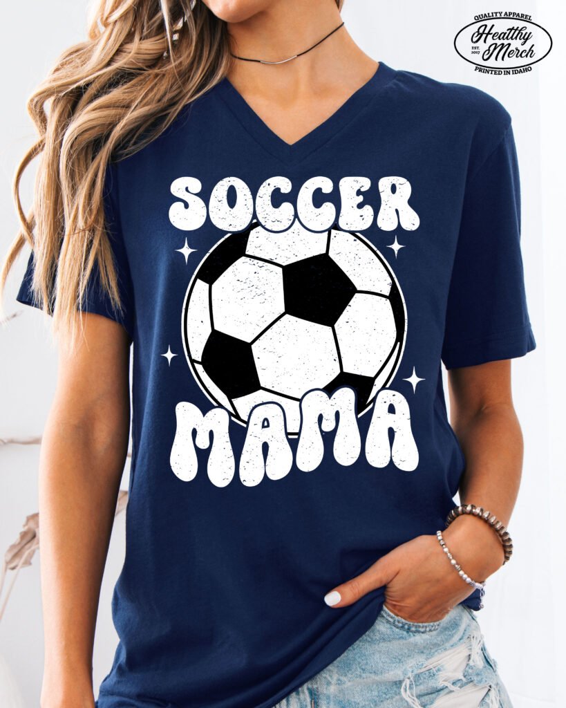 Retro Soccer Mama Mom Shirt V-Neck