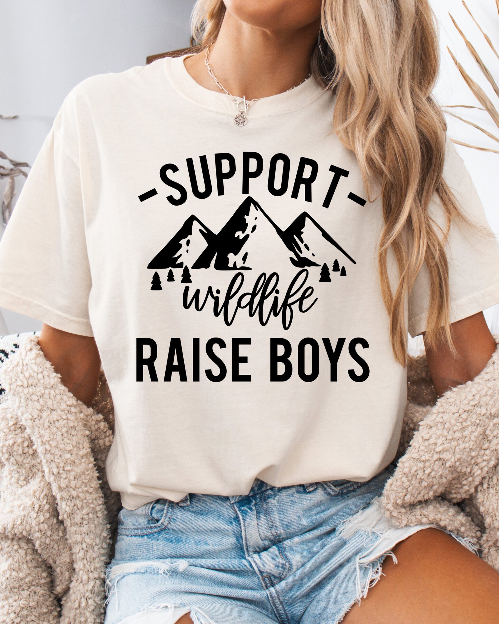 Support Wildlife Raise Boys Mom Shirt Comfort Colors Tee - Image 5