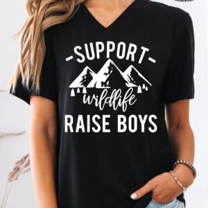 Support Wildlife Raise Boys Mom Life Shirt V-Neck - Image 4