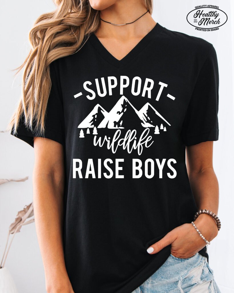 Support Wildlife Raise Boys Mom Life Shirt V-Neck