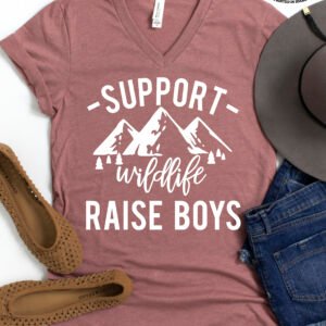 Support Wildlife Raise Boys Mom Life Shirt V-Neck - Image 5