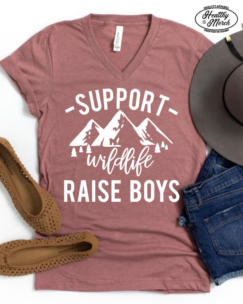Support Wildlife Raise Boys Mom Life Shirt V-Neck