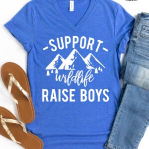 Support Wildlife Raise Boys Mom Life Shirt V-Neck - Image 6