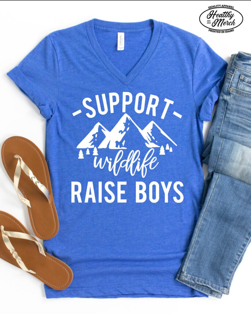 Support Wildlife Raise Boys Mom Life Shirt V-Neck