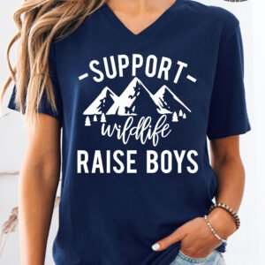 Support Wildlife Raise Boys Mom Life Shirt V-Neck