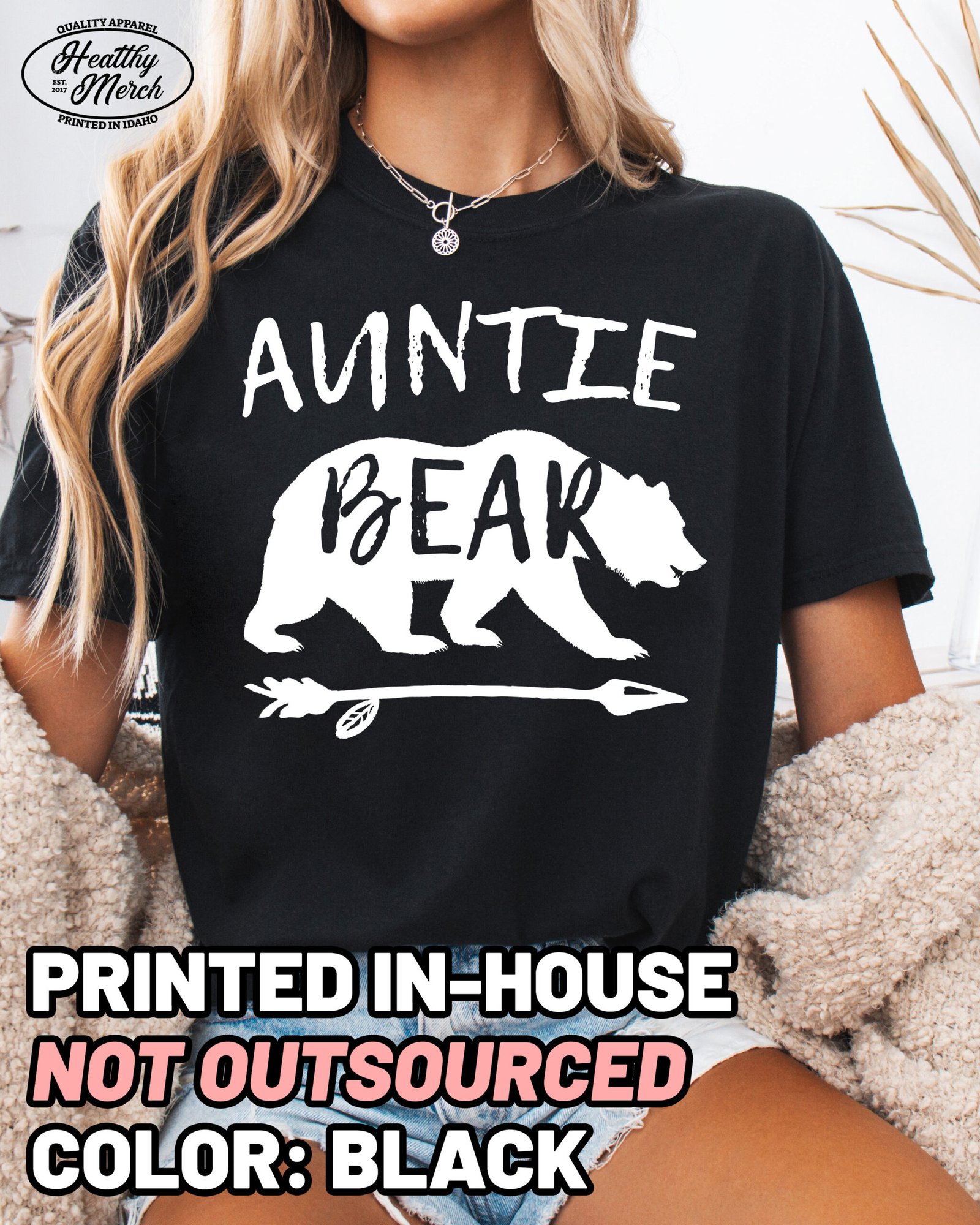 Auntie Bear Aunt Shirt Comfort Colors Aunt Tee - Image 4