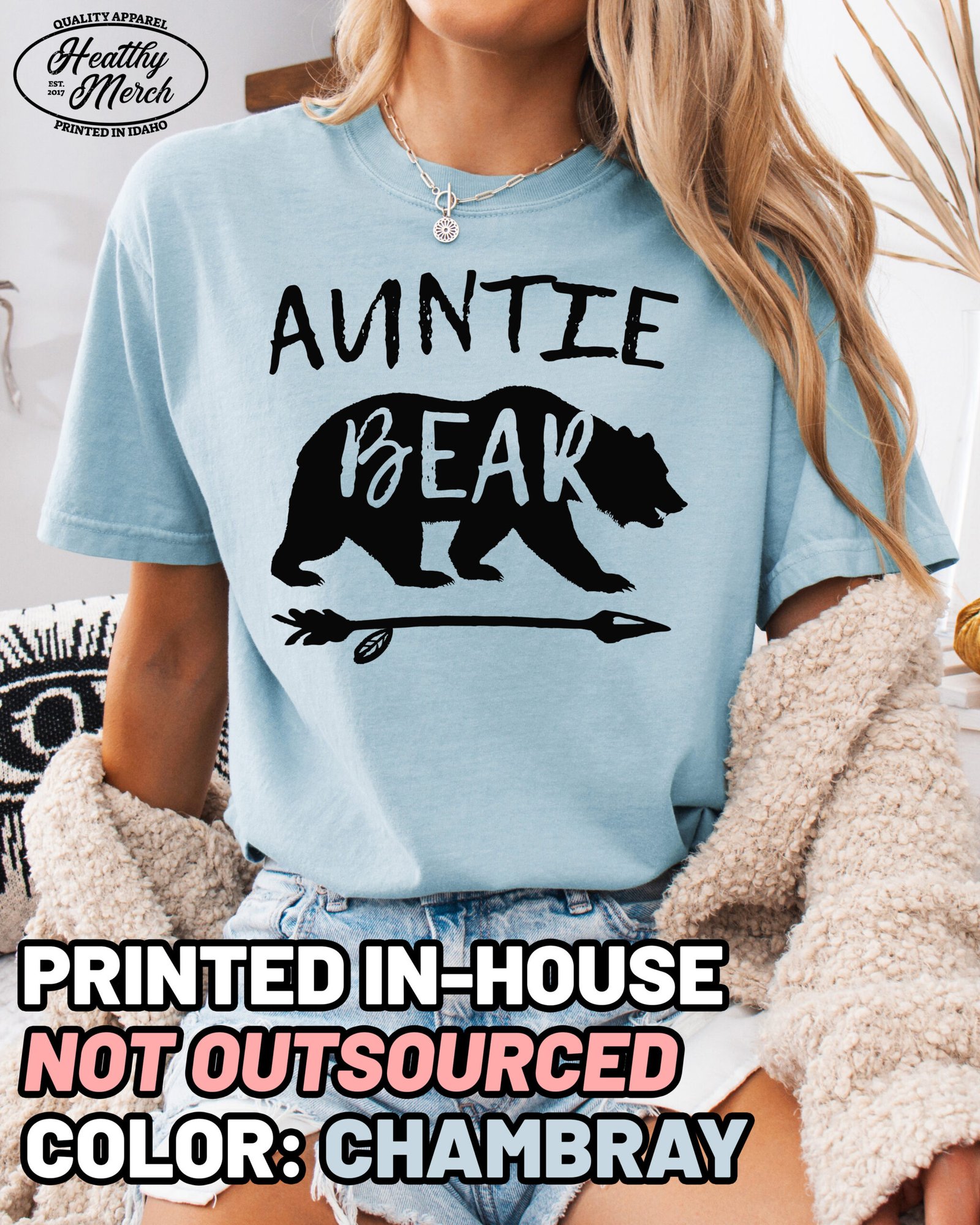Auntie Bear Aunt Shirt Comfort Colors Aunt Tee - Image 6