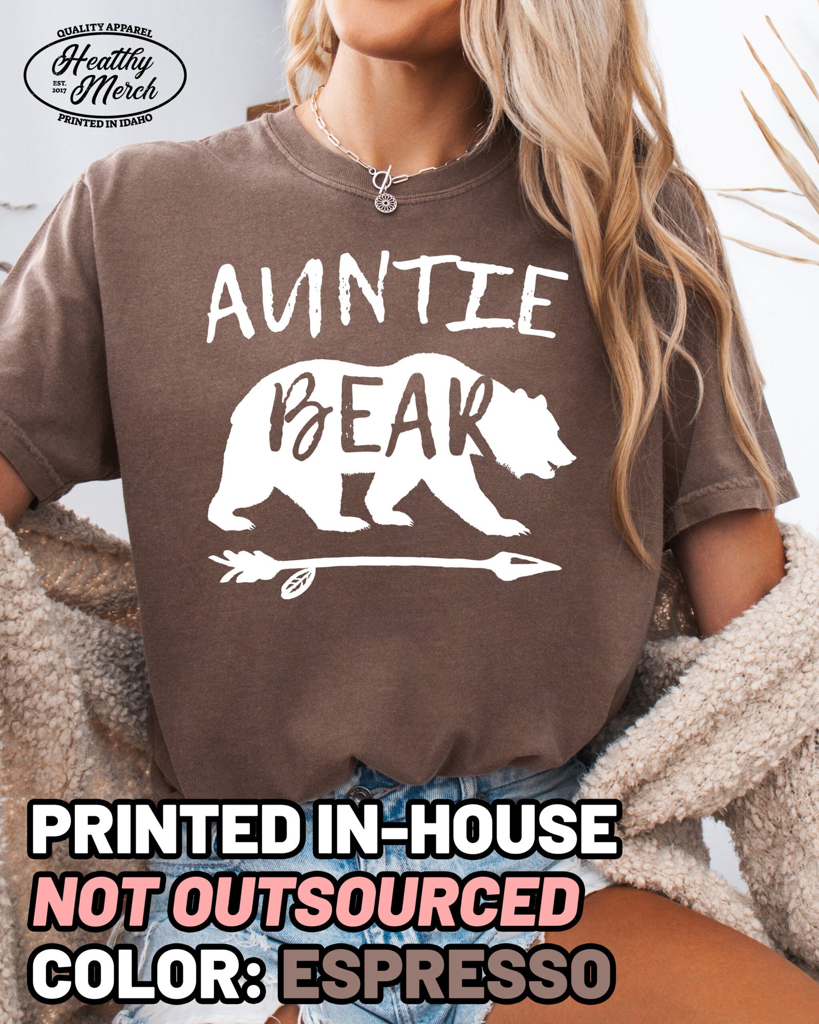 Auntie Bear Aunt Shirt Comfort Colors Aunt Tee - Image 2
