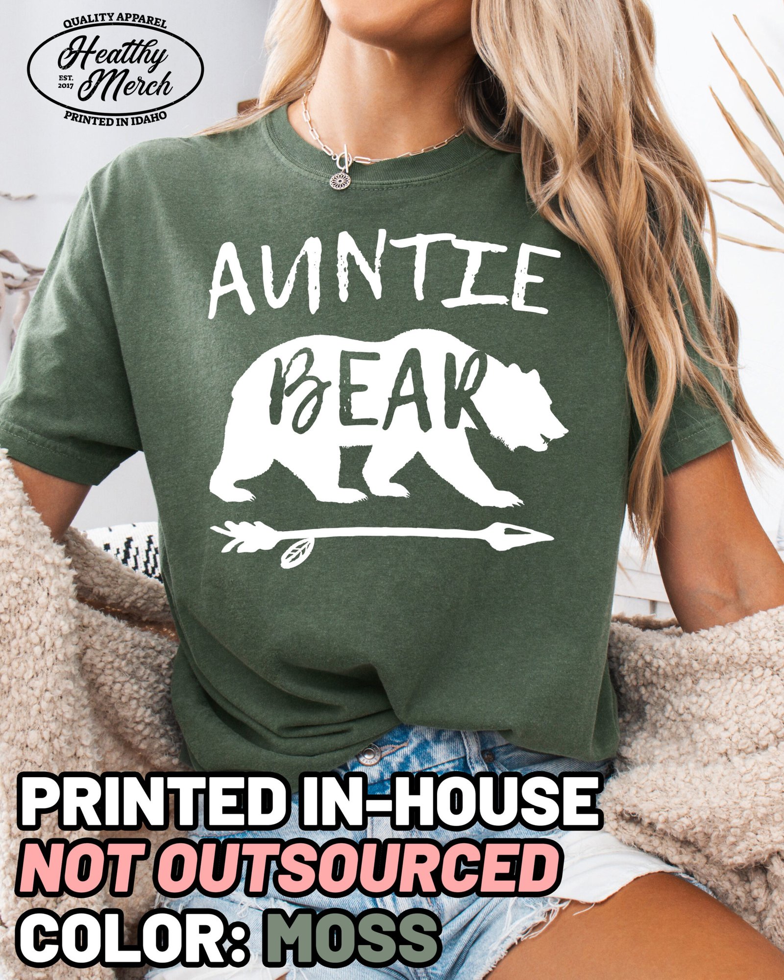 Auntie Bear Aunt Shirt Comfort Colors Aunt Tee - Image 1