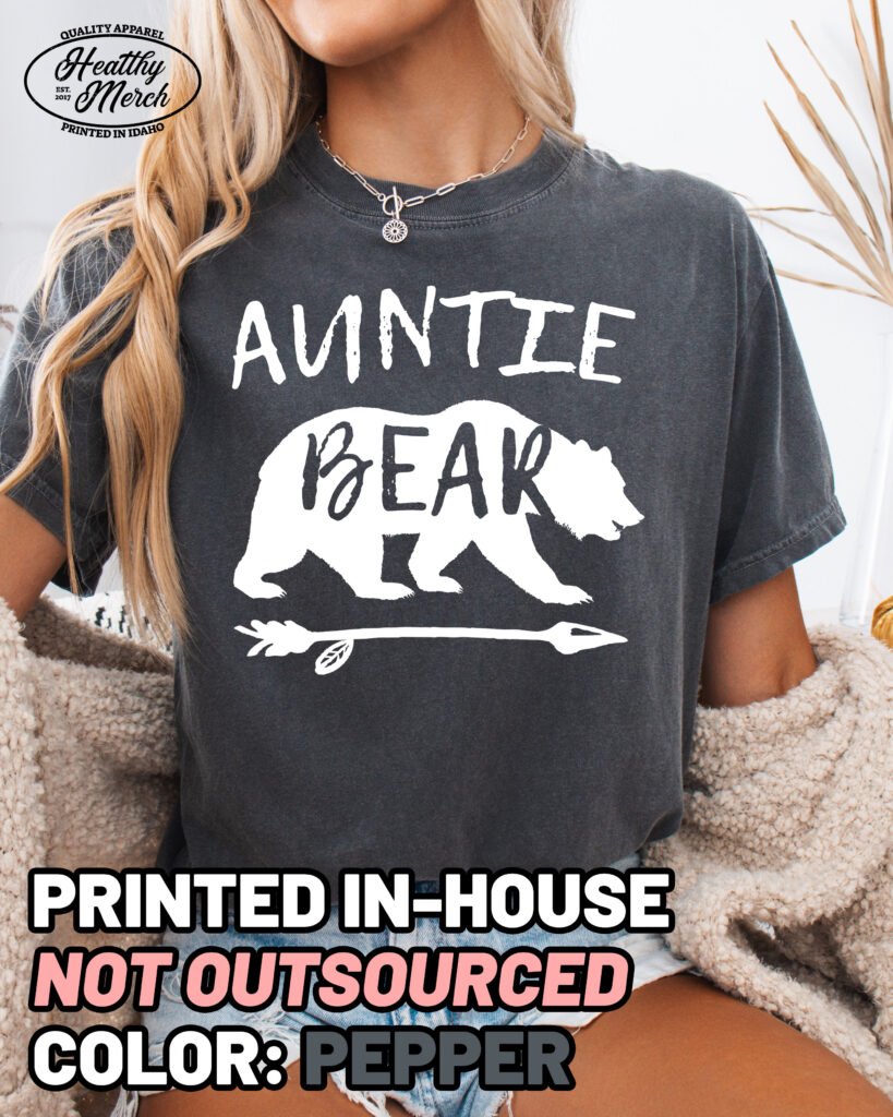Auntie Bear Aunt Shirt Comfort Colors Aunt Tee