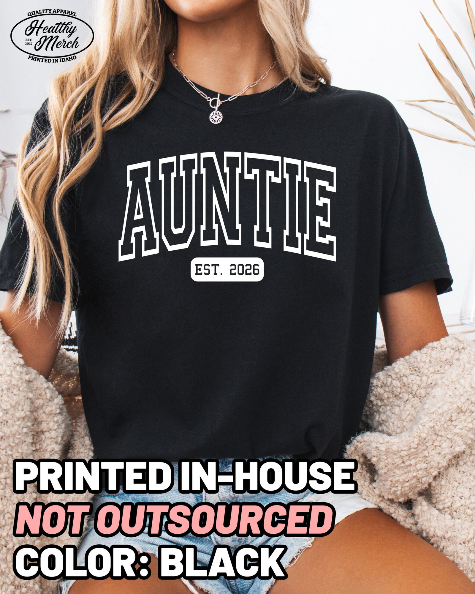 Custom Auntie Shirt Personalized New Aunt Tee - Image 3
