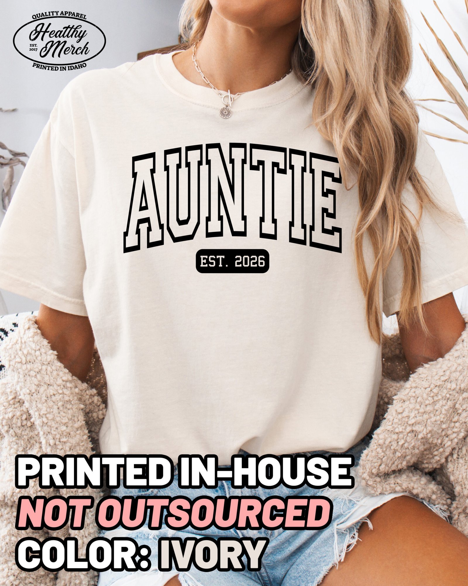 Custom Auntie Shirt Personalized New Aunt Tee - Image 2