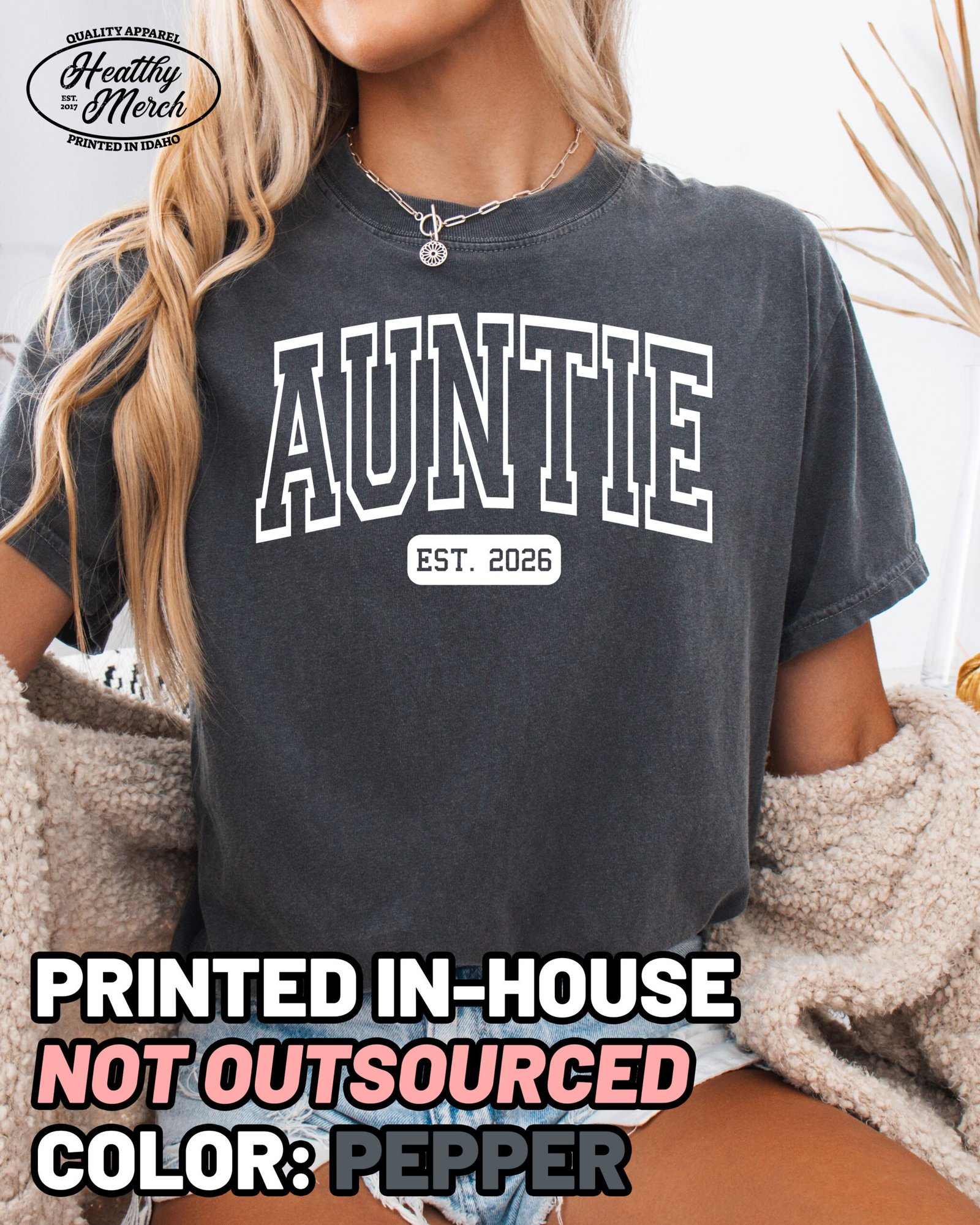 Custom Auntie Shirt Personalized New Aunt Tee - Image 1