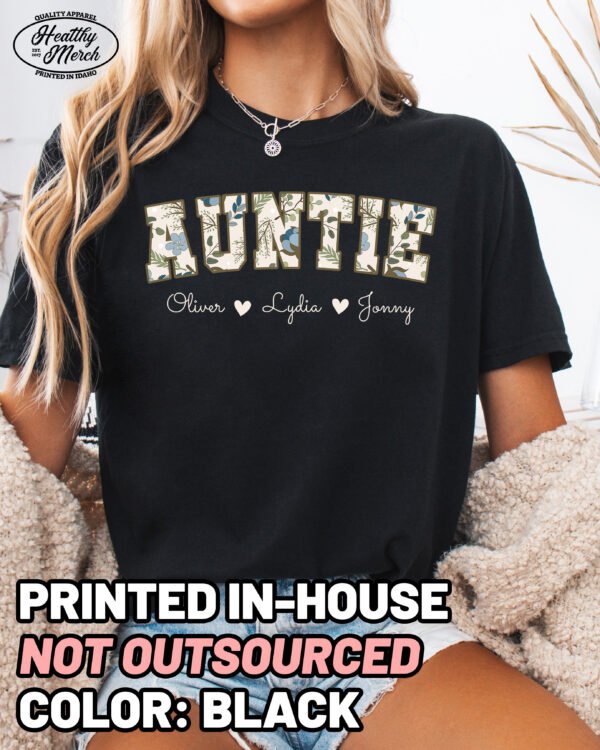Custom Floral Auntie Shirt Comfort Colors Personalized Aunt Tee
