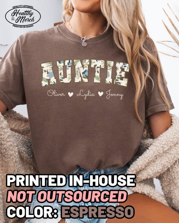 Custom Floral Auntie Shirt Comfort Colors Personalized Aunt Tee