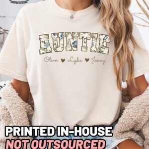 Custom Floral Auntie Shirt Comfort Colors Personalized Aunt Tee - Image 5