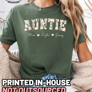 Custom Floral Auntie Shirt Comfort Colors Personalized Aunt Tee - Image 4