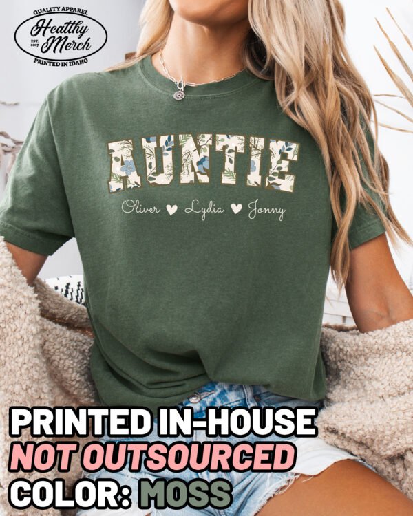 Custom Floral Auntie Shirt Comfort Colors Personalized Aunt Tee