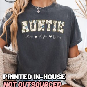 Custom Floral Auntie Shirt Comfort Colors Personalized Aunt Tee - Image 7