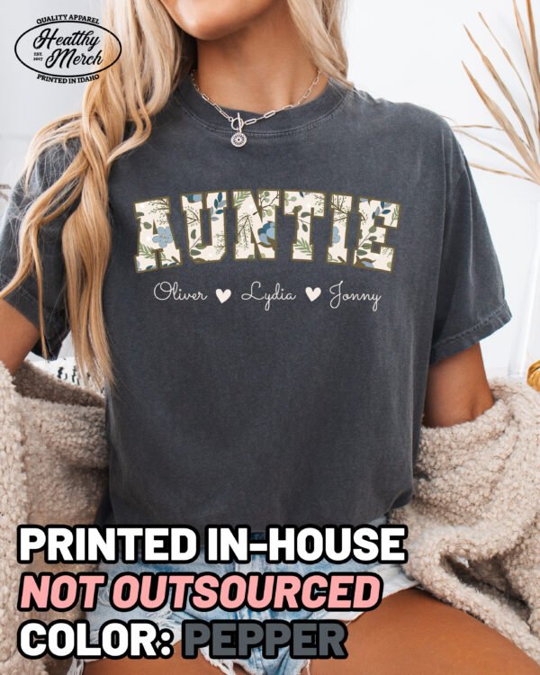 Custom Floral Auntie Shirt Comfort Colors Personalized Aunt Tee