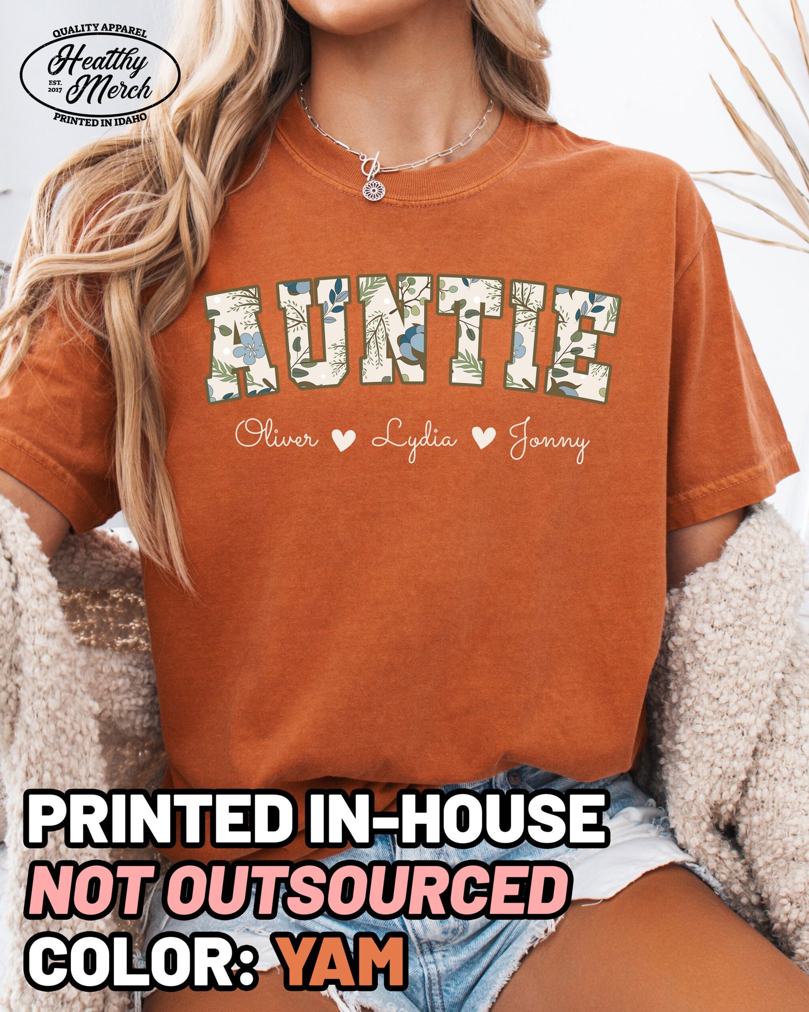 Custom Floral Auntie Shirt Comfort Colors Personalized Aunt Tee - Image 11
