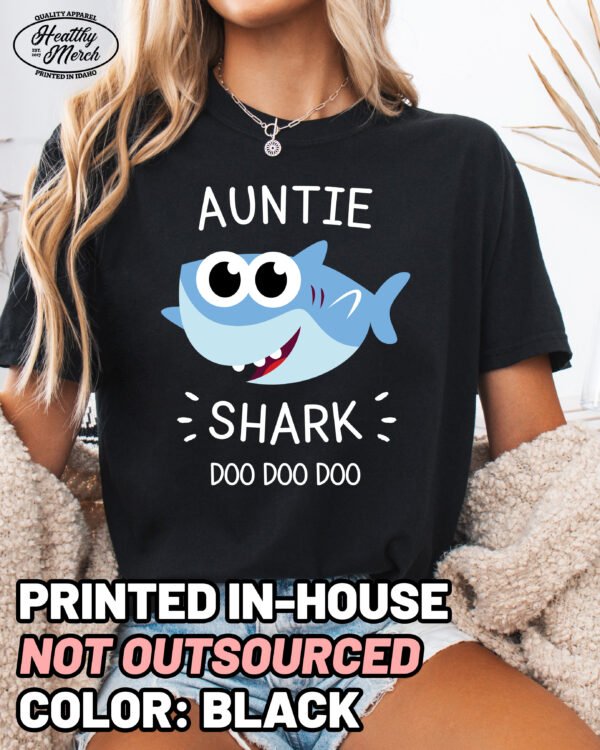 Auntie Shark Shirt Comfort Colors Cute Aunt T-Shirt