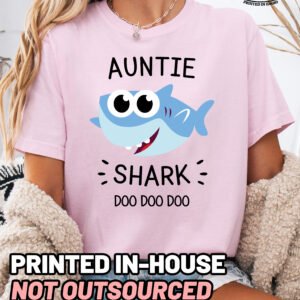 Auntie Shark Shirt Comfort Colors Cute Aunt T-Shirt - Image 9