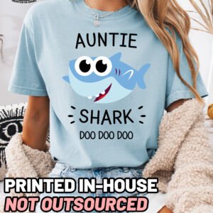 Auntie Shark Shirt Comfort Colors Cute Aunt T-Shirt - Image 8