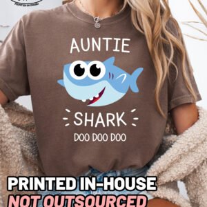 Auntie Shark Shirt Comfort Colors Cute Aunt T-Shirt - Image 5