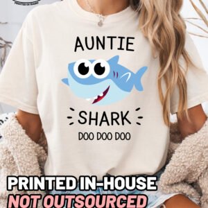 Auntie Shark Shirt Comfort Colors Cute Aunt T-Shirt - Image 6