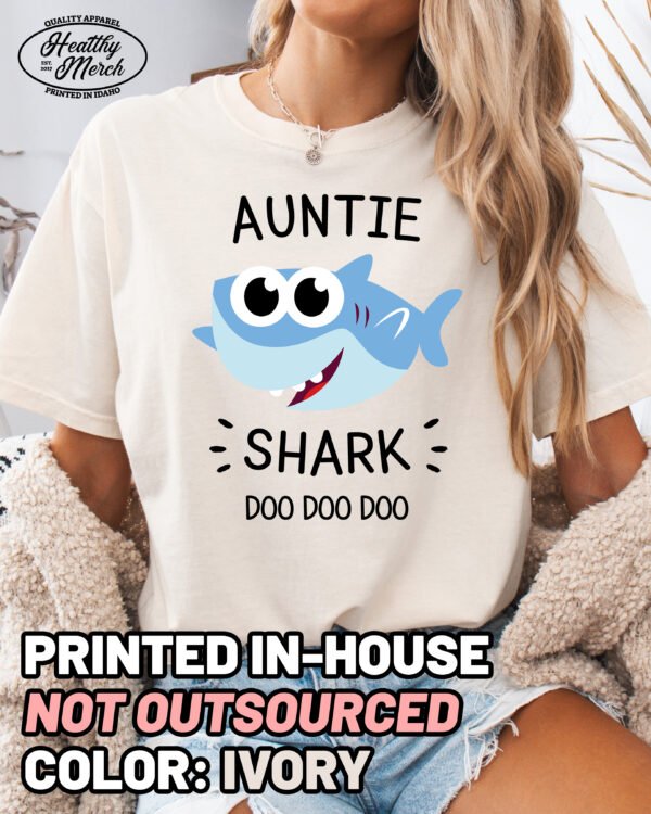 Auntie Shark Shirt Comfort Colors Cute Aunt T-Shirt