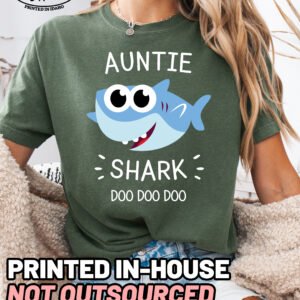 Auntie Shark Shirt Comfort Colors Cute Aunt T-Shirt - Image 4