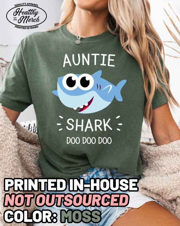 Auntie Shark Shirt Comfort Colors Cute Aunt T-Shirt