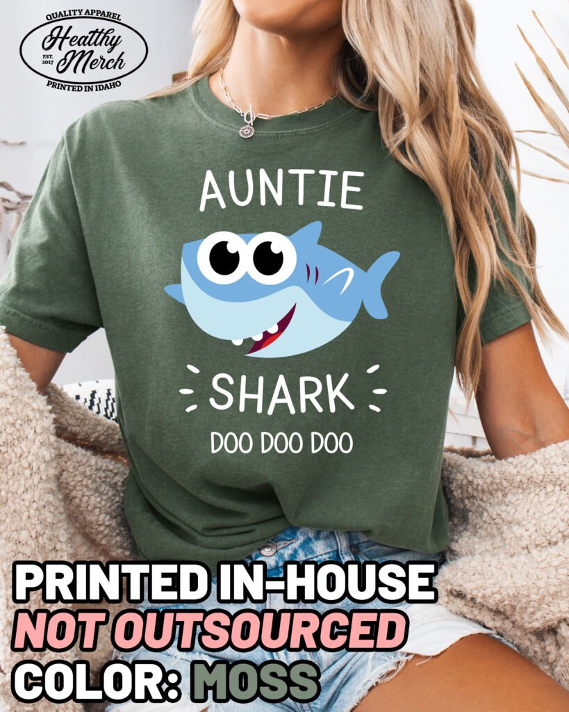 Auntie Shark Shirt Comfort Colors Cute Aunt T-Shirt