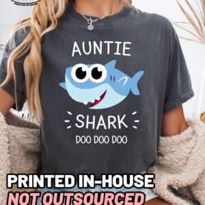 Auntie Shark Shirt Comfort Colors Cute Aunt T-Shirt