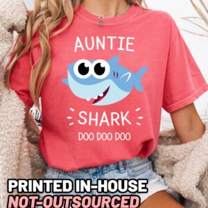 Auntie Shark Shirt Comfort Colors Cute Aunt T-Shirt - Image 10