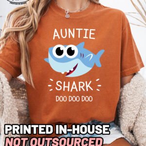 Auntie Shark Shirt Comfort Colors Cute Aunt T-Shirt - Image 11